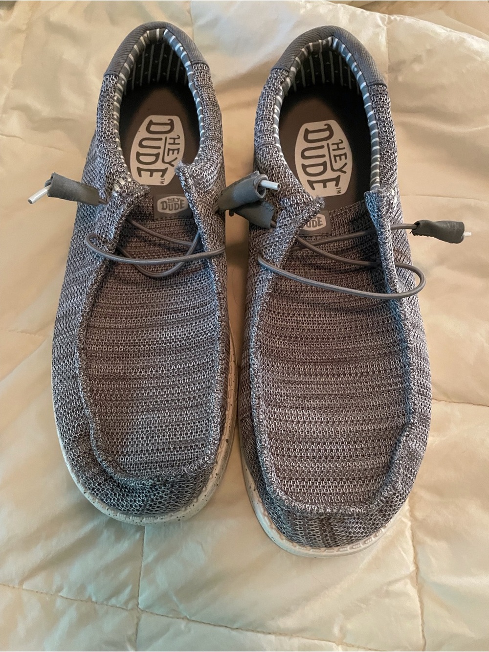 Hey Dude Men's 11EE Gray Knit Slip-On Loafers